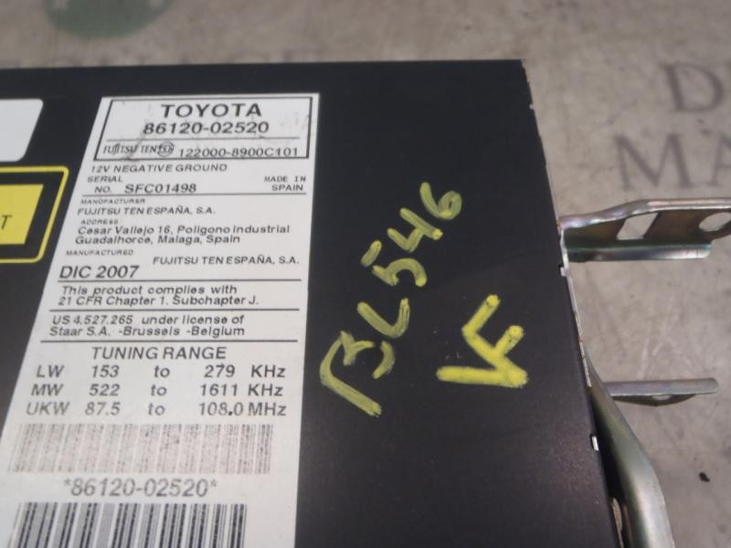 Recambio de sistema audio / radio cd para toyota auris luna referencia OEM IAM   