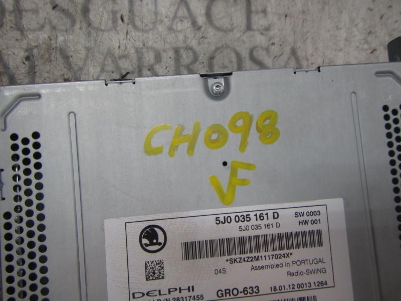 Recambio de sistema audio / radio cd para skoda fabia (5j2 ) 1.2 referencia OEM IAM 5J0035161D 5J0035161D 
