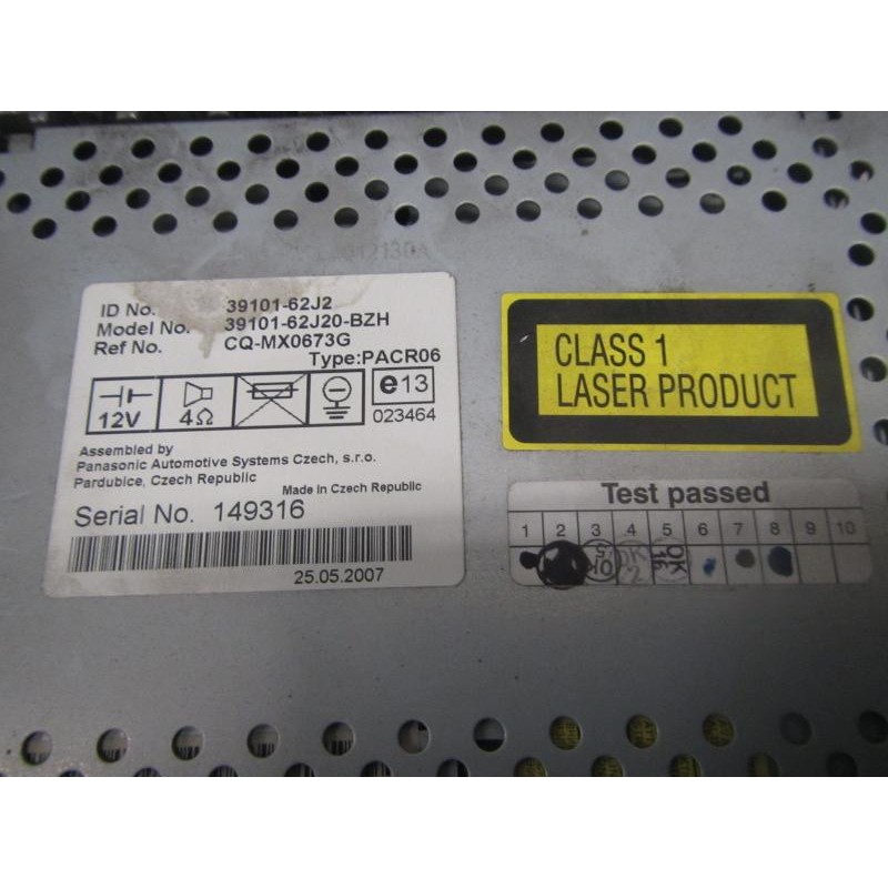 Recambio de sistema audio / radio cd para suzuki swift berlina (mz) gl (5-ptas.) referencia OEM IAM 3910162J00BHZ 3910162J2 