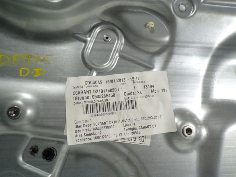 Recambio de elevalunas delantero derecho para alfa romeo giulietta (191) 1.6 jtdm cat referencia OEM IAM 71754403 0505265450 