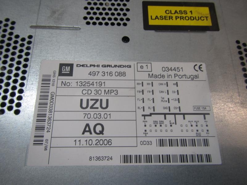 Recambio de sistema audio / radio cd para opel corsa d ´´111 years´´ referencia OEM IAM   