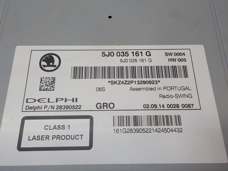 Recambio de sistema audio / radio cd para skoda fabia (5j2 ) urban referencia OEM IAM 5J0035161G 5J0035161G 28390522