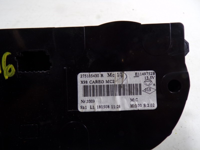 Recambio de mando climatizador para renault captur 0.9 tce referencia OEM IAM 275105430R 275105430R E1149752B