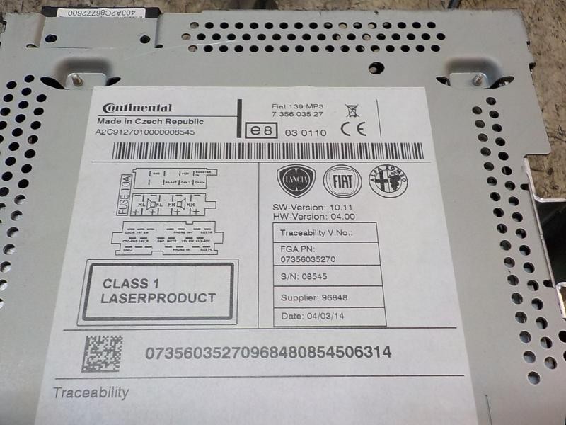 Recambio de sistema audio / radio cd para fiat panda (319) easy referencia OEM IAM 735603527 73560357 