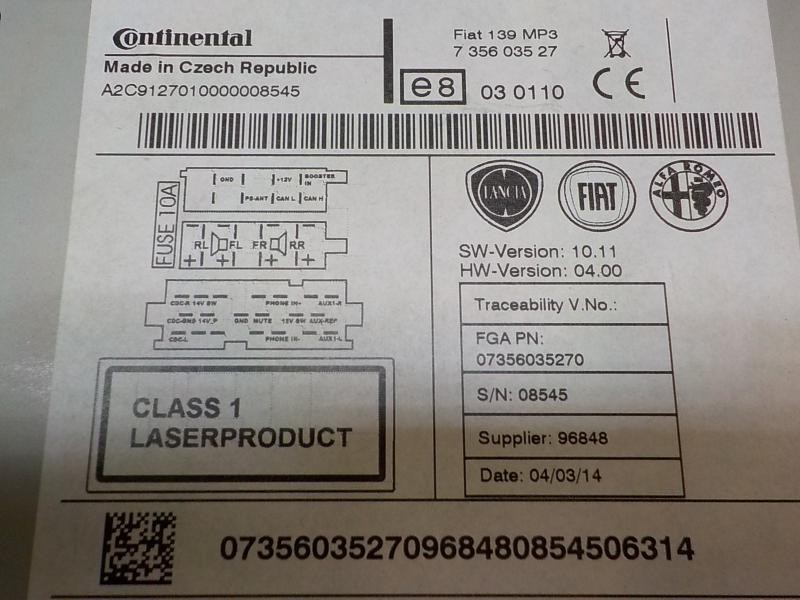 Recambio de sistema audio / radio cd para fiat panda (319) easy referencia OEM IAM 735603527 73560357 