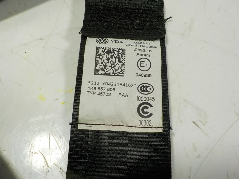 Recambio de cinturon seguridad trasero derecho para volkswagen scirocco (138) 2.0 tdi referencia OEM IAM 1K8857806RAA 1K8857806 