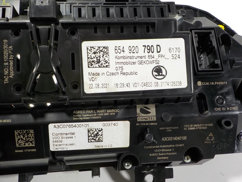 Recambio de cuadro instrumentos para skoda kamiq (nw4) 1.0 tsi referencia OEM IAM 654920790D 654920790D 