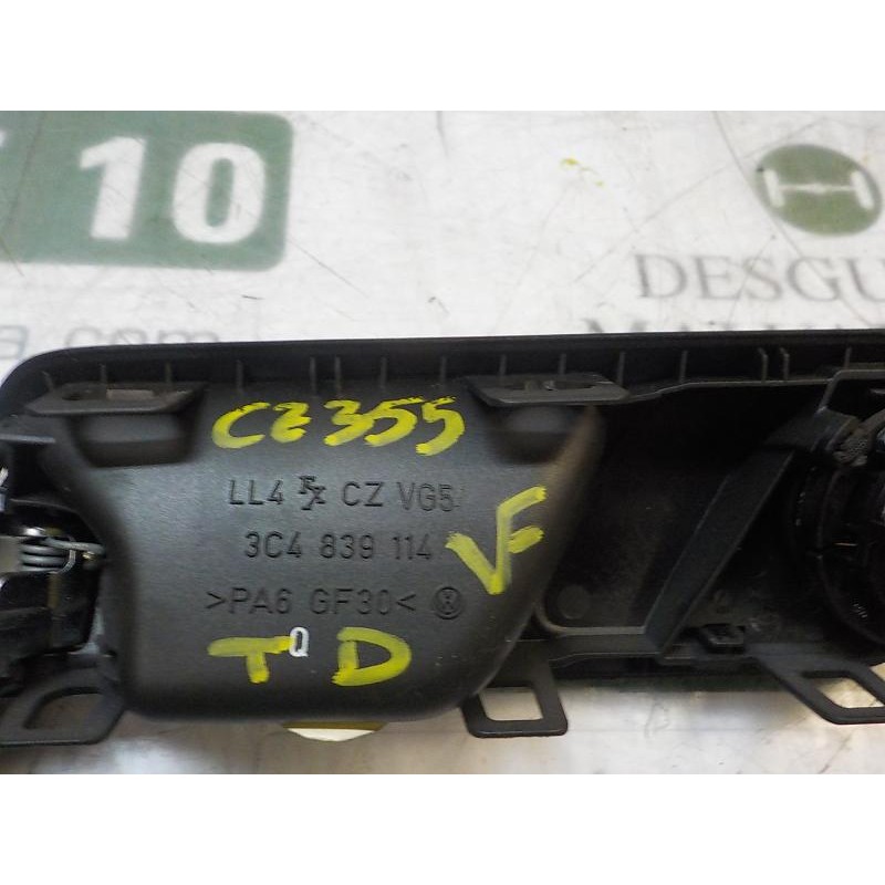 Recambio de maneta interior trasera derecha para volkswagen passat berlina (3c2) 2.0 tdi referencia OEM IAM 3C4839114QTDZ  