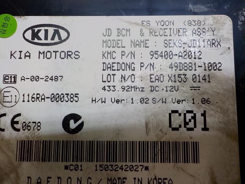 Recambio de modulo electronico para kia pro_cee´d ( ) 1.4 cat referencia OEM IAM 95400A2012 95400A2012 