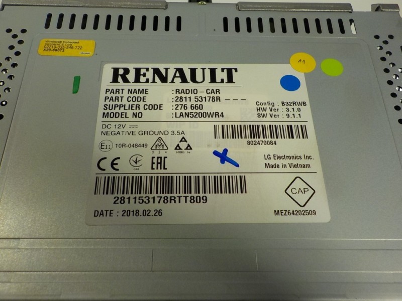 Recambio de sistema audio / radio cd para renault captur 1.2 tce energy referencia OEM IAM 281153626R 281153178R 