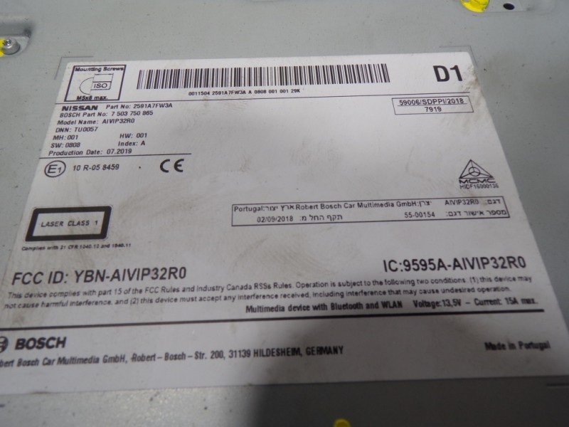 Recambio de sistema audio / radio cd para nissan qashqai (j11) acenta 4x4 referencia OEM IAM 2591A7FW3A 2591A7FW3A 