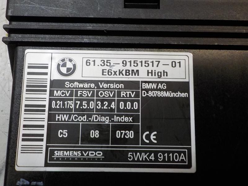 Recambio de modulo electronico para bmw serie 5 touring (e61) 520d referencia OEM IAM 61359176070 61359151517 5WK49110A