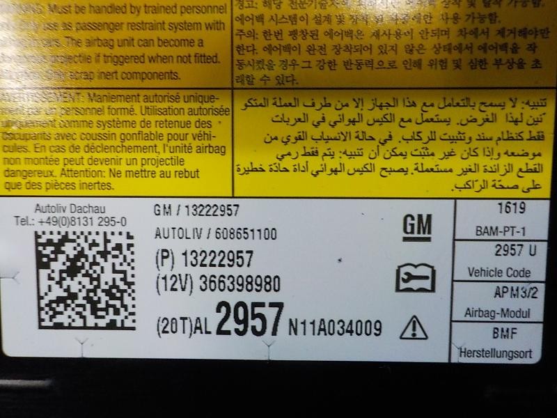 Recambio de airbag delantero derecho para opel insignia berlina edition referencia OEM IAM 20955173 608651100 