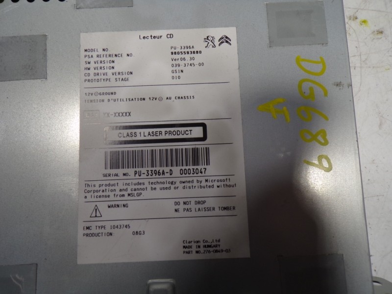 Recambio de sistema audio / radio cd para peugeot 308 1.6 hdi referencia OEM IAM 1610916280 9805593680 