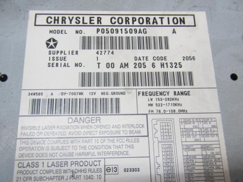 Recambio de sistema audio / radio cd para chrysler jeep compass 2.0 crd cat referencia OEM IAM 5091509AG P05091509AG 