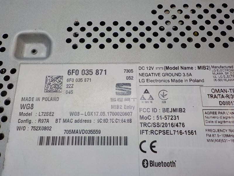 Recambio de sistema audio / radio cd para seat ibiza (kj1) style referencia OEM IAM 6F00358712ZZ 6F0035871 