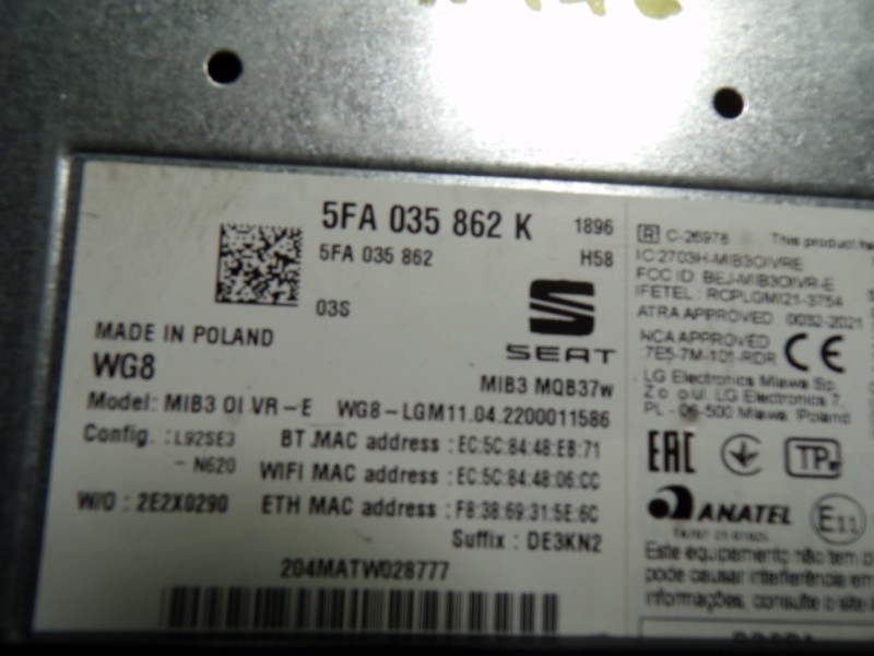 Recambio de sistema navegacion gps para cupra formentor 1.5 tsi referencia OEM IAM 5FA035862K 5FA035862K 