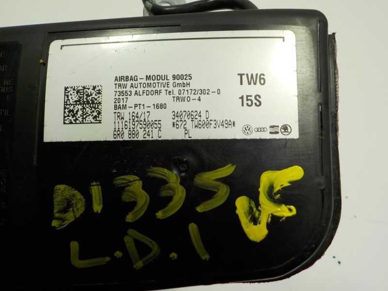 Recambio de airbag lateral delantero izquierdo para seat ibiza (6p1) 1.0 referencia OEM IAM 6R0880241C 6R0880241 34070624D