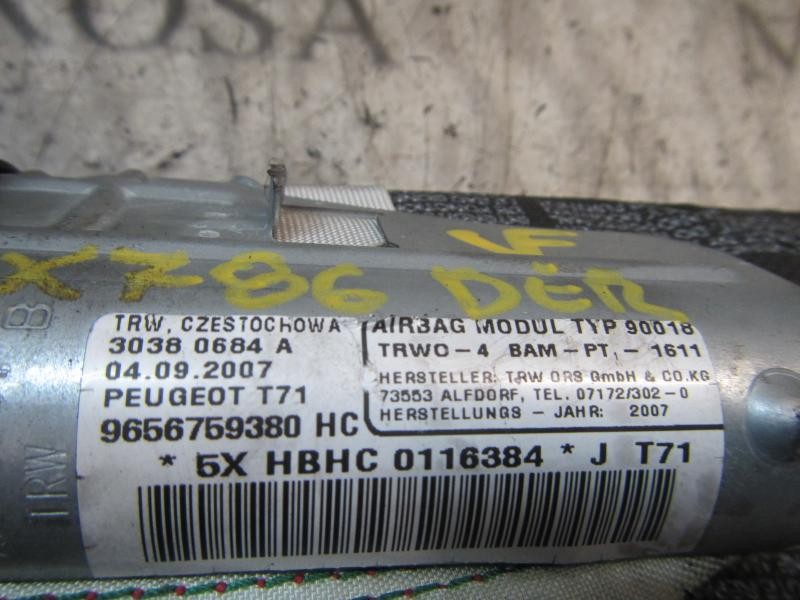 Recambio de airbag cortina delantero derecho para peugeot 308 sport referencia OEM IAM 8335J9 9656769380HD 