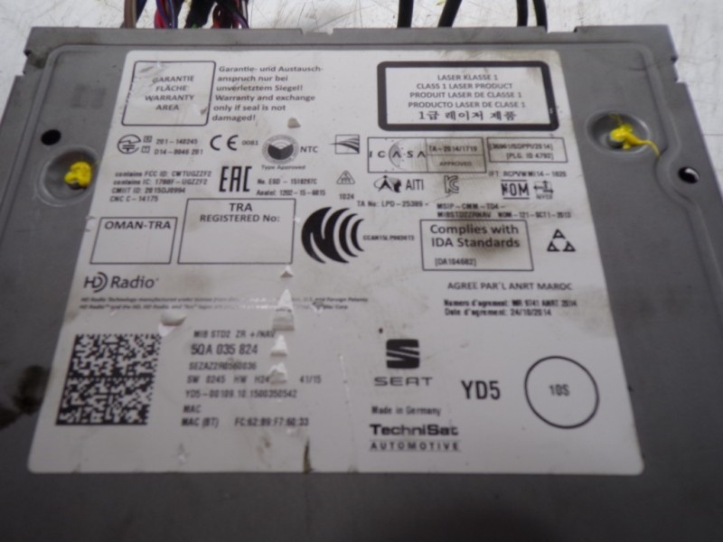 Recambio de sistema audio / radio cd para seat ibiza (6j5) 1.4tdi 55kw referencia OEM IAM 5QA035824 50A035824 