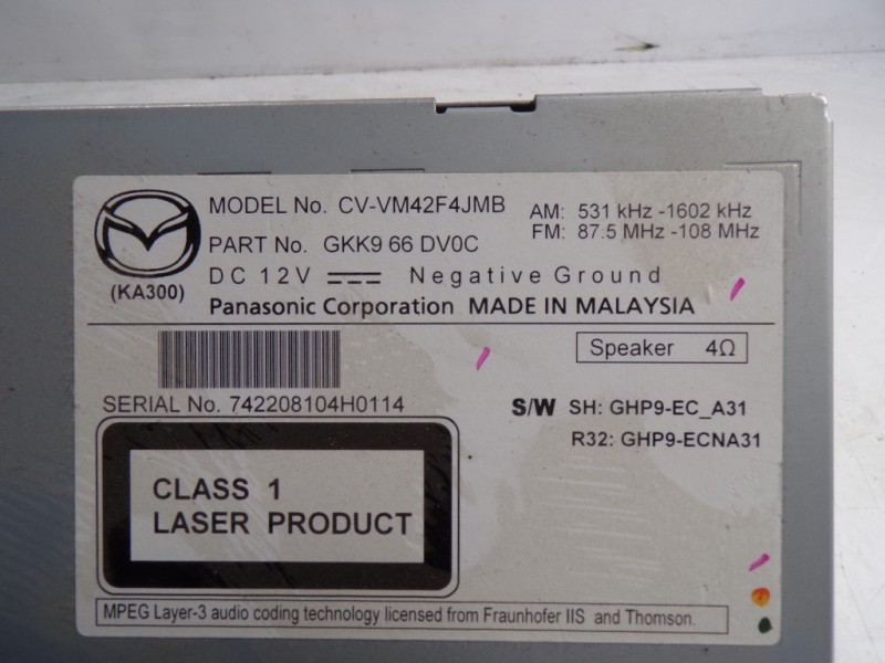 Recambio de sistema navegacion gps para mazda cx-5 2.2 turbodiesel cat referencia OEM IAM GKK966DV0C GKK966DV0C 