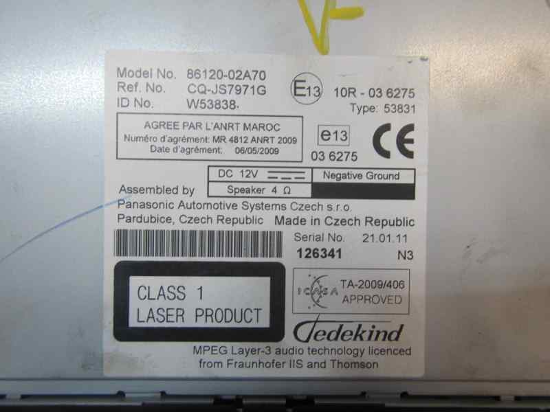 Recambio de sistema audio / radio cd para toyota auris 1.4 turbodiesel cat referencia OEM IAM 8612002A70 8612002A70 