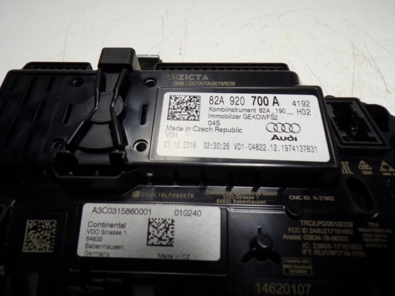 Recambio de cuadro instrumentos para audi a1 sportback (gba) 1.0 tfsi referencia OEM IAM  82A920700A 