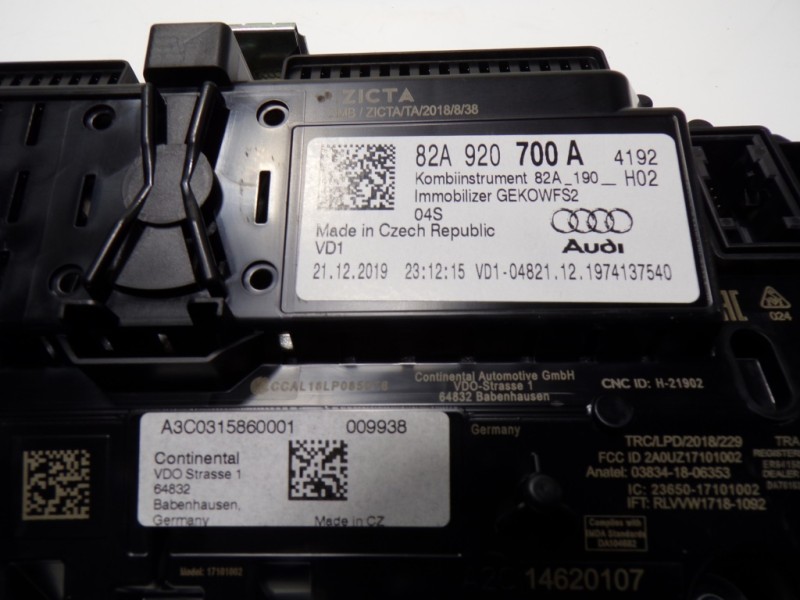 Recambio de cuadro instrumentos para audi a1 sportback (gba) 1.0 tfsi referencia OEM IAM 82A920700A 82A920700A 