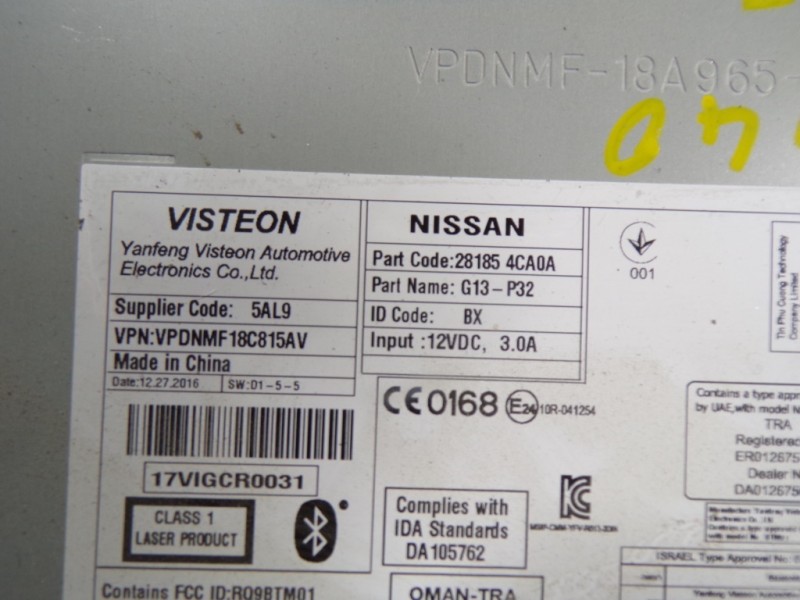 Recambio de sistema audio / radio cd para nissan x-trail (t32) acenta 4x4 referencia OEM IAM 281854CA0A 281854CA0A 