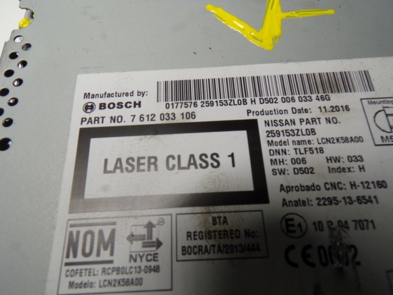 Recambio de sistema navegacion gps para nissan pulsar (c13) 1.5 turbodiesel cat referencia OEM IAM 259153ZL0B 7612033106 