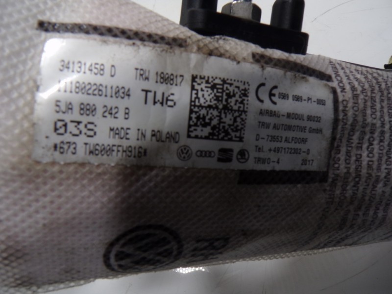 Recambio de airbag lateral delantero izquierdo para skoda rapid 1.6 tdi dpf referencia OEM IAM 5JA880242B 5JA880242B 34131458D