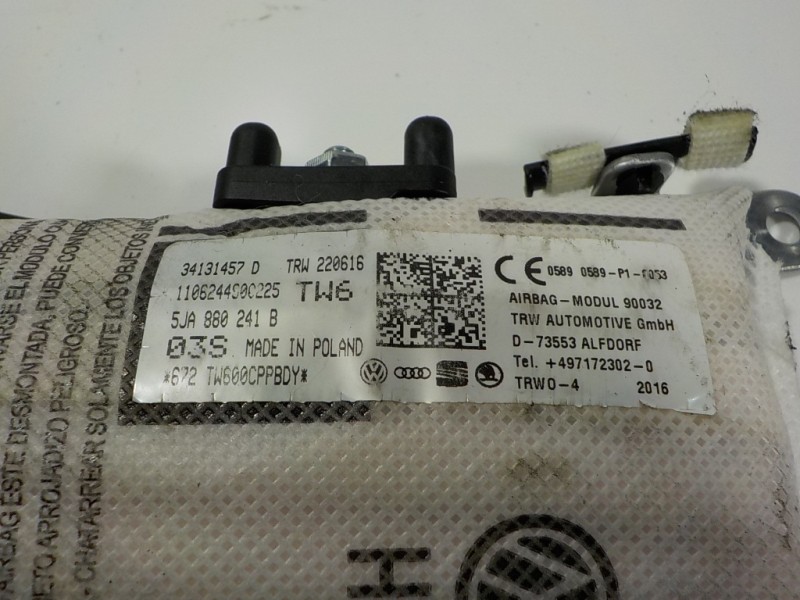 Recambio de airbag lateral delantero izquierdo para seat toledo (kg3) 1.6 tdi referencia OEM IAM 5JA880241B 5JA880241B 
