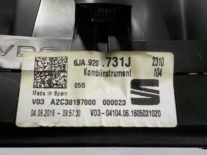 Recambio de cuadro instrumentos para seat toledo (kg3) 1.6 tdi referencia OEM IAM 6JA920731J 6JA920731J A2C38197000