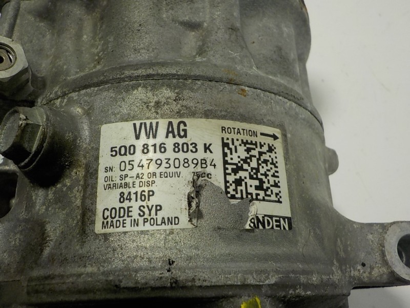 Recambio de compresor aire acondicionado para seat arona 1.6 tdi referencia OEM IAM 5Q0816803H 5Q0816803K 054793089B4