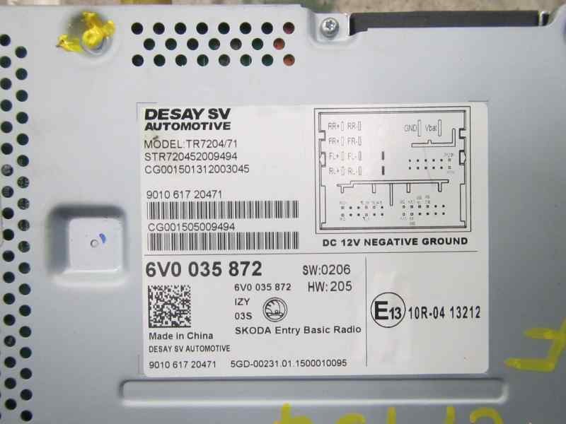 Recambio de sistema audio / radio cd para skoda fabia 1.0 mpi referencia OEM IAM 6V0035872IZY 6V0035872 