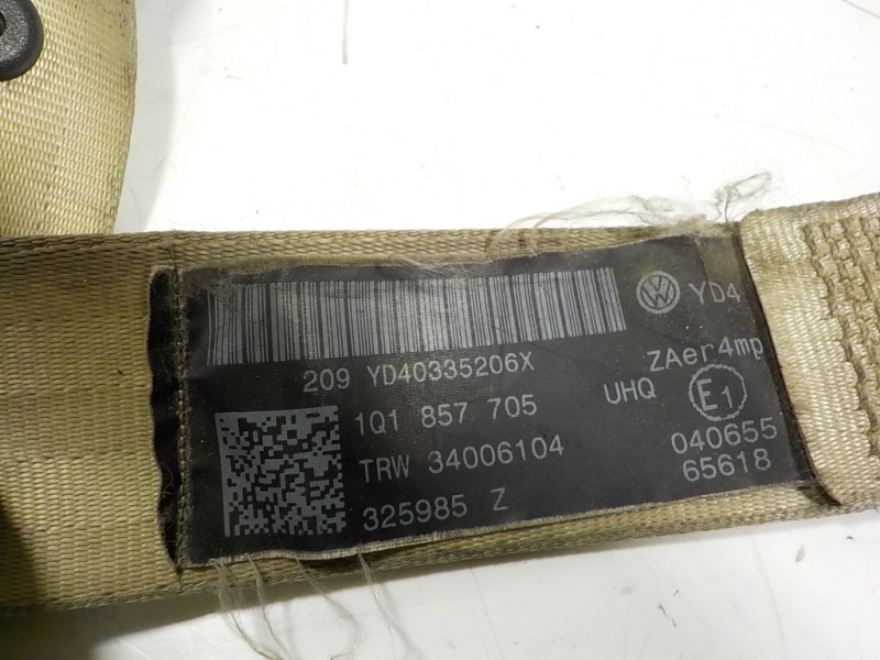 Recambio de cinturon seguridad delantero derecho para volkswagen eos (1f7) 2.0 tdi referencia OEM IAM 1Q1857706UHQ 1Q1857705 