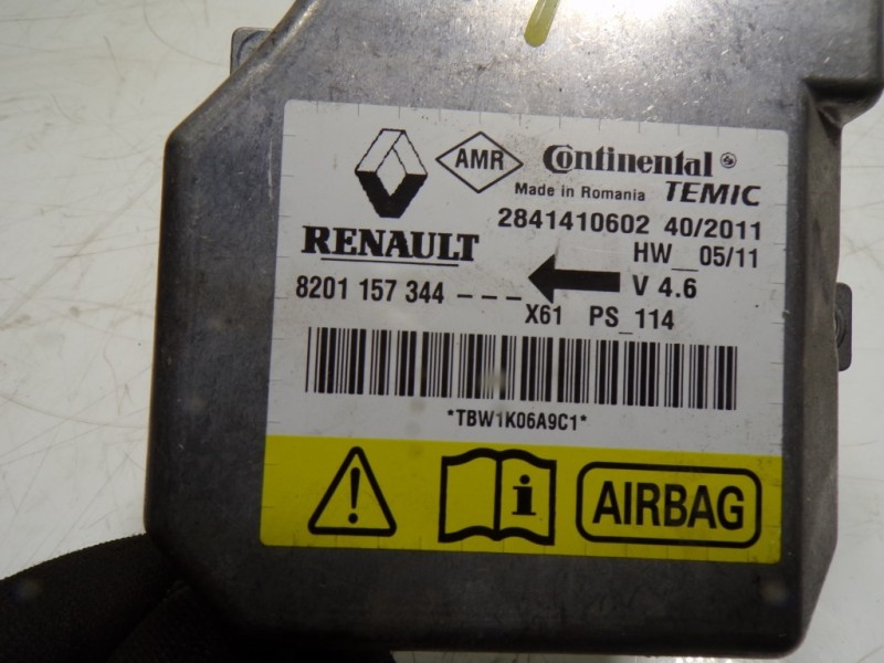 Recambio de centralita airbag para renault kangoo z.e. referencia OEM IAM 8201388835 8201157344 