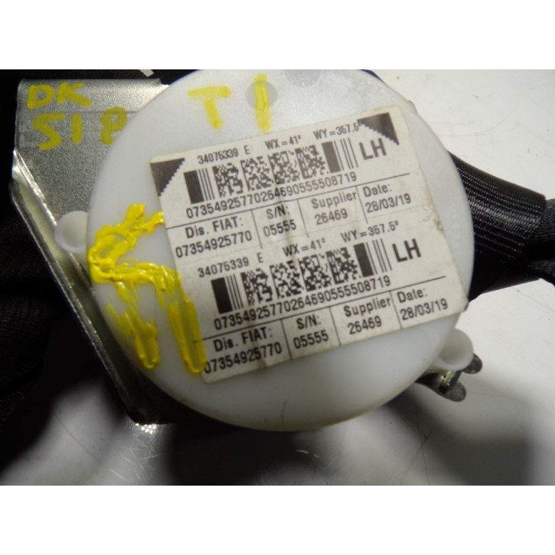 Recambio de cinturon seguridad trasero izquierdo para fiat nuova 500 (150) 1.2 cat referencia OEM IAM 735492577 34076339E 