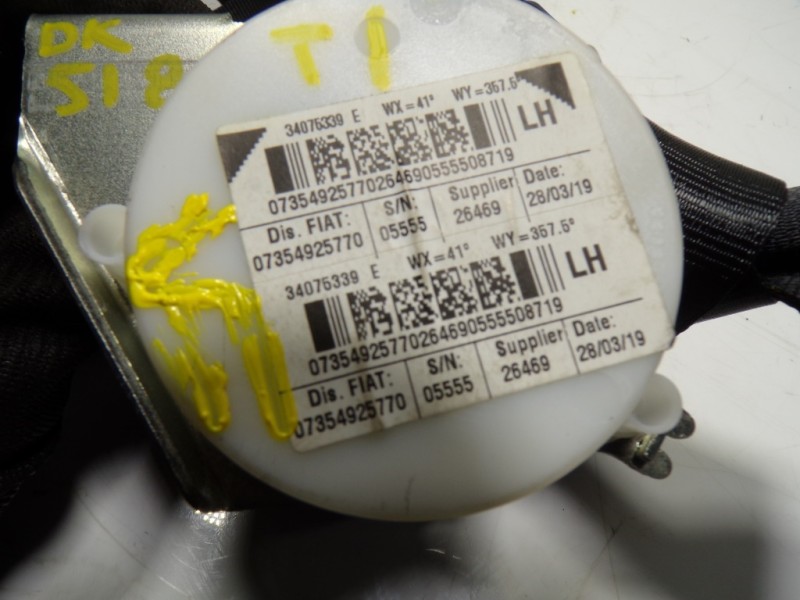 Recambio de cinturon seguridad trasero izquierdo para fiat nuova 500 (150) 1.2 cat referencia OEM IAM 735492577 34076339E 