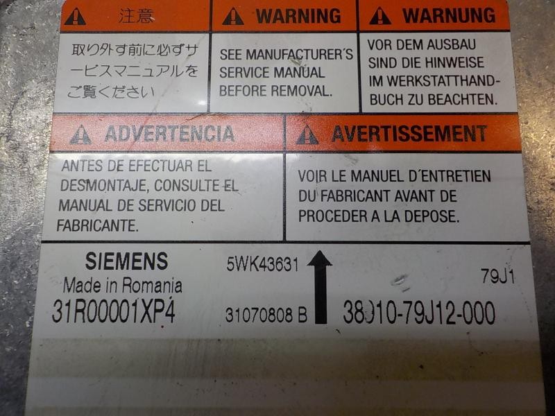 Recambio de centralita airbag para fiat sedici (189) 1.9 jtd 8v (d19aa) referencia OEM IAM 71750012 3801079J12000 