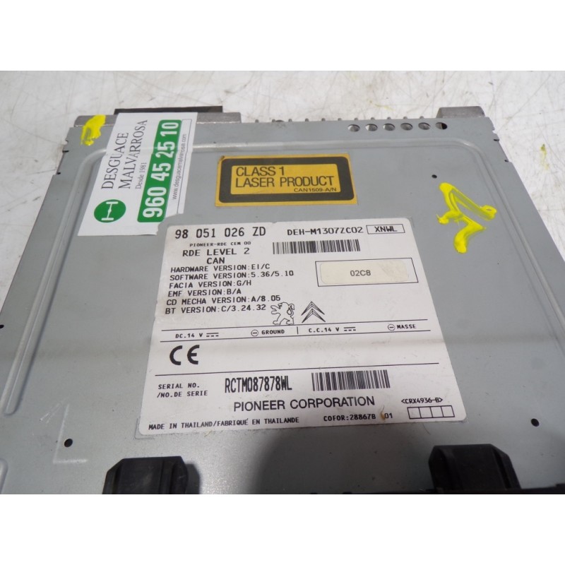Recambio de sistema audio / radio cd para peugeot 208 1.6 blue-hdi fap referencia OEM IAM 16087579ZD 98051026ZD 