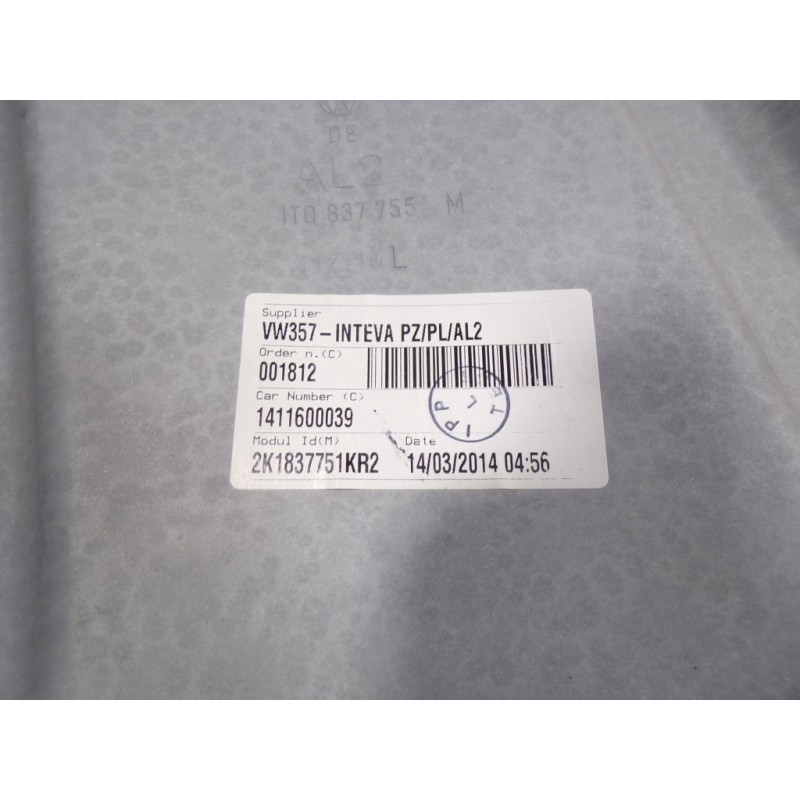 Recambio de elevalunas delantero izquierdo para volkswagen caddy ka/kb (2c) 2.0 tdi referencia OEM IAM 2K2837729M 2K1837751KR2 