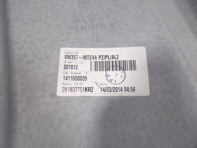 Recambio de elevalunas delantero izquierdo para volkswagen caddy ka/kb (2c) 2.0 tdi referencia OEM IAM 2K2837729M 2K1837751KR2 