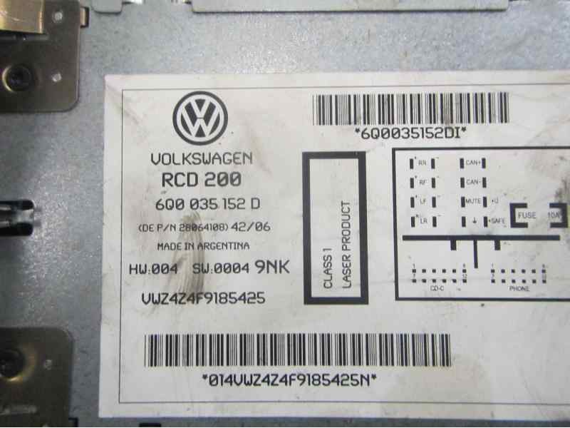 Recambio de sistema audio / radio cd para volkswagen polo (9n3) highline referencia OEM IAM 6Q0035152D  