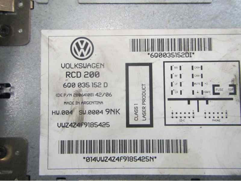 Recambio de sistema audio / radio cd para volkswagen polo (9n3) highline referencia OEM IAM 6Q0035152D  