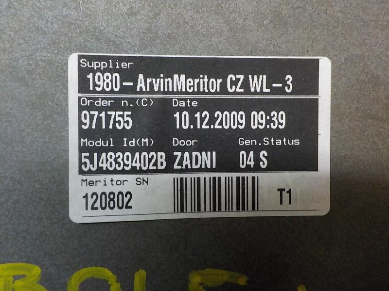 Recambio de elevalunas trasero derecho para skoda fabia (5j2 ) young referencia OEM IAM 5J4839402B 5J4839402B 