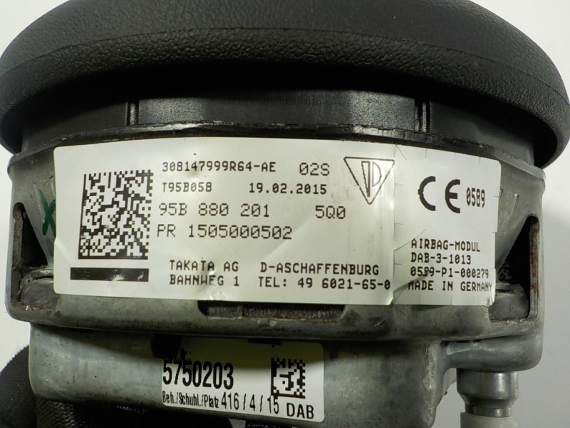 Recambio de airbag delantero izquierdo para porsche macan (typ ) s referencia OEM IAM 95B8802015Q0 95B8802015Q0 