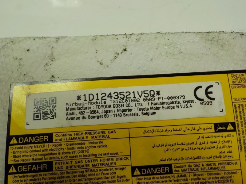 Recambio de airbag lateral izquierdo para lexus nx 300h 2wd referencia OEM IAM 7392042060 TG12C01002 0589P1000379