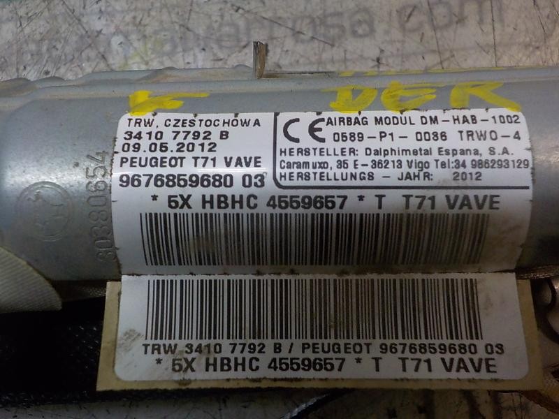 Recambio de airbag cortina delantero derecho para peugeot 308 sw envy referencia OEM IAM 8338U7  