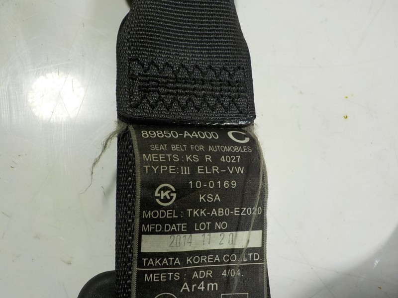 Recambio de cinturon seguridad trasero central para kia carens ( ) 1.7 crdi cat referencia OEM IAM 89850A4000WK 89850A4000 